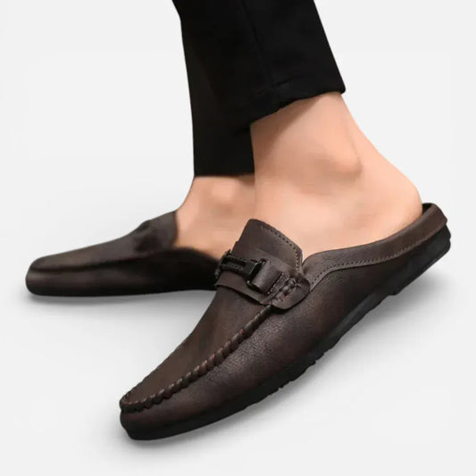 Mocassins Ouverts Homme en Cuir Marron